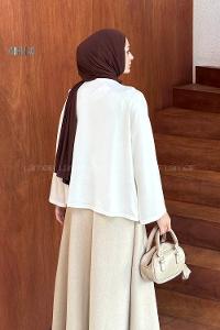 Lamelif Kol Armalı Sweatshirt Beyaz