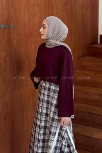 Lamelif Kol Armalı Sweatshirt Bordo
