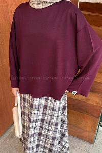 Lamelif Kol Armalı Sweatshirt Bordo
