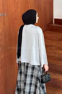 Lamelif Kol Armalı Sweatshirt Gri