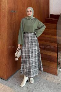 Lamelif Kol Armalı Sweatshirt Haki