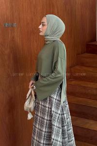 Lamelif Kol Armalı Sweatshirt Haki