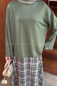 Lamelif Kol Armalı Sweatshirt Haki