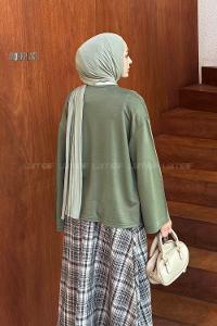 Lamelif Kol Armalı Sweatshirt Haki