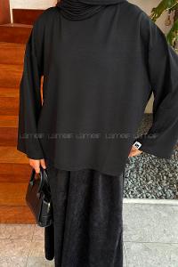 Lamelif Kol Armalı Sweatshirt Siyah