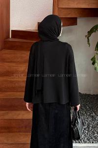 Lamelif Kol Armalı Sweatshirt Siyah