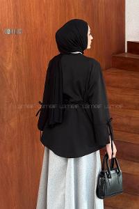 Lamelif Kol Biyeli Sweat Siyah