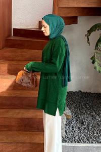 Lamelif Triko Tesettür Kazak Çimen Yeşili