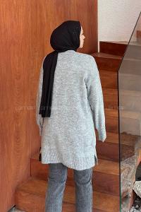 Lamelif Triko Tesettür Kazak Gri