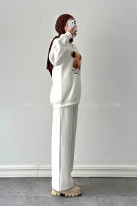 Lamelif Ayıcık Baskılı İkili Takım Beyaz