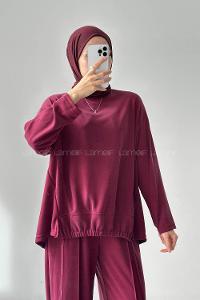 Lamelif Bağcıklı İkili Takım Bordo