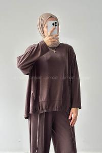 Lamelif Bağcıklı İkili Takım Kahverengi