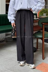 Lamelif Bel Lastikli Pantolon Siyah