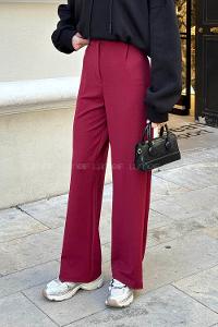 Lamelif Cırt Kapamalı Krep Pantolon Bordo