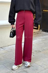 Lamelif Cırt Kapamalı Krep Pantolon Bordo