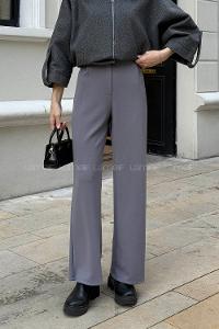 Gray Crepe Fabric High Waist Comfortable Pants