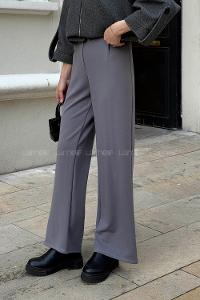 Gray Crepe Fabric High Waist Comfortable Pants
