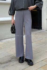 Gray Crepe Fabric High Waist Comfortable Pants
