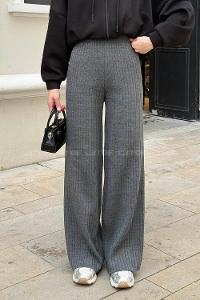 Lamelif Fitilli Triko Pantolon Gri