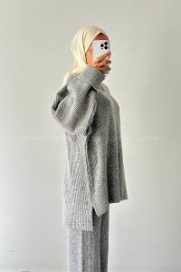 Lamelif Fitilli Triko Takım Gri