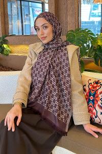 Lamelif G Desen Kaşmir Çift Taraflı Şal Mürdüm