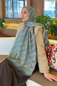 Lamelif Guess Desen Kaşmir Çift Taraflı Şal Çağla Yeşili