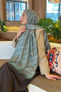Lamelif Guess Desen Kaşmir Çift Taraflı Şal Çağla Yeşili