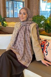 Lamelif Guess Desen Kaşmir Çift Taraflı Şal Mürdüm