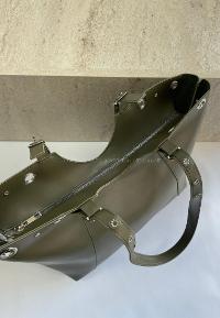 Lamelif Gümüş Halka Detaylı Kadın Omuz Çantası Haki