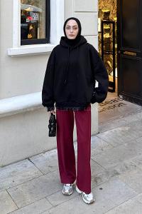 Black Hood Neck Long Arm Sweatshirt