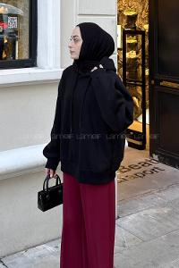 Black Hood Neck Long Arm Sweatshirt