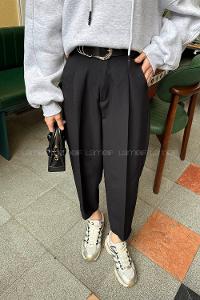 Lamelif Kemerli Havuç Pantolon Siyah