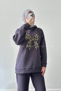 Lamelif Kurdele Baskılı Takım Antrasit