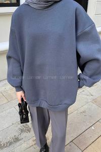 Lamelif Oversize Sweatshirt Antrasit