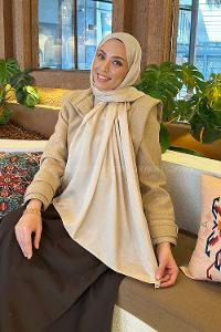 Lamelif Star Şal Koyu Bej