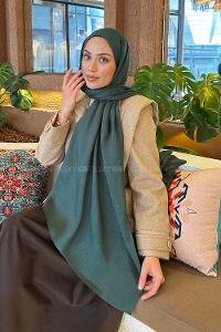 Emerald Green Cotton Straight Shawl