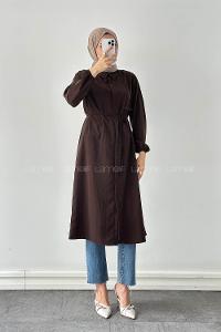 Lamelf Cupra Bağlama Detaylı Tunik Acı Kahve