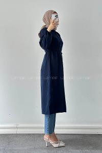 Navy Blue Shirt Collar Cupra Tunic