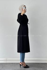 Lamelf Cupra Bağlama Detaylı Tunik Siyah