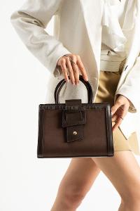 Lamelif Büyük Kadın El Ve Omuz Çanta Acı Kahve