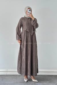 Lamelif Fırfır Detaylı Elbise Gri