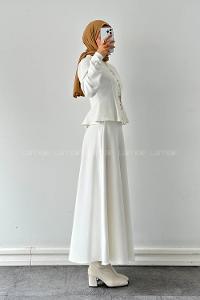 Lamelif Scuba Çıt Çıtlı İkili Takım Beyaz