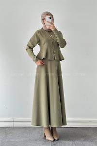 Lamelif Scuba Çıt Çıtlı İkili Takım Haki