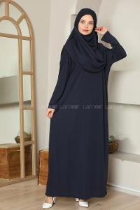Navy Blue Normal Neck Lycra Dresess