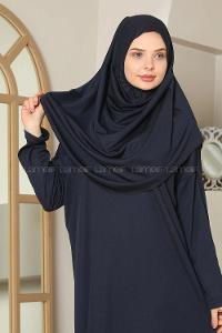 Navy Blue Normal Neck Lycra Dresess