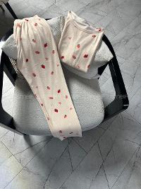 Lamelif Çilek Baskı Detaylı Pijama Takımı