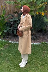 Soil Long Arm Poplin Fabric Trench Coat