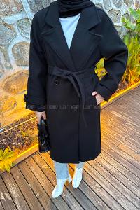 Black Jacket Collar Long Arm Coat