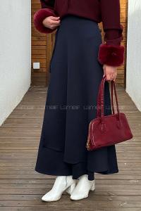 Lamelif Bağlama Detaylı Scuba Etek Lacivert