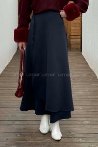 Lamelif Bağlama Detaylı Scuba Etek Lacivert